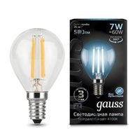 Лампа светодиодная "Filament. Шар" 7W 580lm 4100К Е14 LED 1/10/50