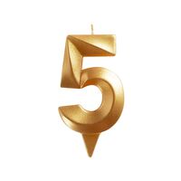 Свеча для торта "Грань. Цифра 5" (золото)