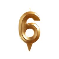 Свеча для торта "Грань. Цифра 6" (золото)