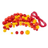 Набор деревянных бусин (90 шт.; красный микс)