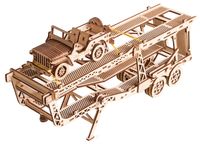 Сборная деревянная модель "Прицеп-автовоз с джипом"