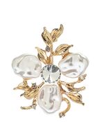 Брошь "Цветочек роскошный жемчуг" (белая в золоте)