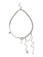 Колье "Сердце с жемчугом" (белое в серебре)