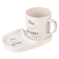 Кружка с блюдцем "The Real Boss" (380 мл)