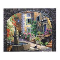 Канва с рисунком для вышивания бисером "Встреча у фонтана" (240х300 мм)