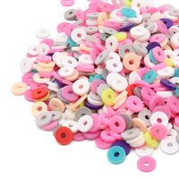 Бусины из полимерной глины "Колечки" (6 мм; розовый микс)