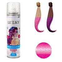 Спрей-краска для волос "Lucky" (150 мл; розовый с блёстками)