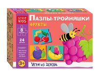 Пазл деревянный "Фрукты. Пазлы-тройняшки" (8 пазлов)