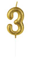 Свеча для торта "Цифра 3" (золотой)