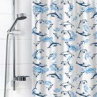 Занавес-шторка для ванной "Дельфины" (180х180 см; белый)