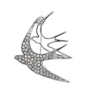 Брошь "Ласточки" (белая в серебре)