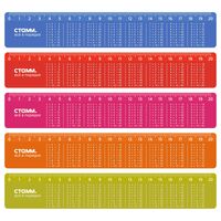 Линейка пластиковая "Таблица умножения" (20 см)