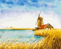 Картина по номерам "Мельница и пшеничное поле" (400х500 мм)