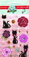 Наклейки блестящие "Розы и кошки"