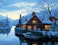 Картина по номерам "Чудесный зимний городок" (400х500 мм)