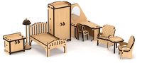 Сборная деревянная модель "Набор кукольной мебели. Спальня"