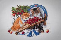 Вышивка крестом "Котята и Вишни" (230х250 мм)