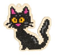 Алмазная вышивка-мозаика "Брелок. Чёрная кошка" (70х59 мм)