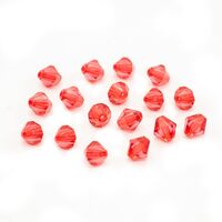 Бусины пластиковые "Граненый биконус" (10 мм; ярко-красный)