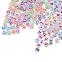 Бусины пластиковые "Круглое ассорти. Сердечки и английские буквы"