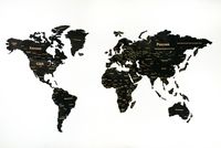 Пазл деревянный "Карта мира" (72х130 см; многоуровневый, обсидиан)
