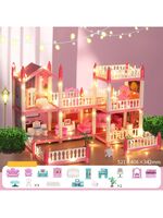 Кукольный домик (6 комнат; розовый)