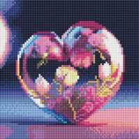 Алмазная вышивка-мозаика "Сердце в цветах" (200х200 мм)