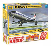 Сборная модель "Пассажирский авиалайнер Ту-134 А/Б-3" (масштаб: 1/144; подарочный набор)