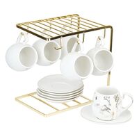 Набор чашек с блюдцами "5th Avenue. Golden Forest. На металлической подставке" (13 предметов)
