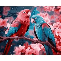 Картина по номерам "Пара попугаев на ветке" (400х500 мм)