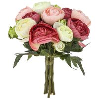 Цветок искусственный "Букет. Роза" (215 мм; тёмно-розовые тона)