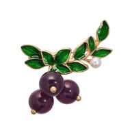 Брошь "Ягоды" (фиолетово-зелёный в золоте)