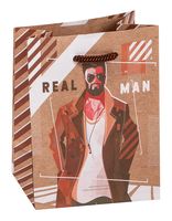 Пакет бумажный подарочный "Real man" (14х11х6,5 см)