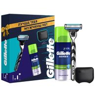 Подарочный набор "Gillette Mach3" (бритва, кассета, гель для бритья, чехол для бритвы)