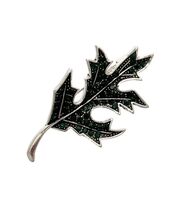 Брошь "Лист одуванчика" (зелёный в чернёном серебре)