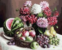 Картина по номерам "Георгины и фрукты" (400х500 мм)