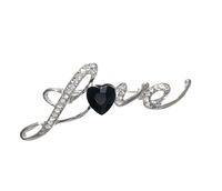 Брошь "Love" (чёрно-белая в серебре)