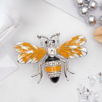 Брошь "Пчела медуница" (цветная в серебре)