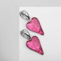 Серьги "Сердце. Клубника" (розовый в серебре)