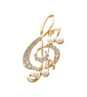 Брошь "Скрипичный ключ" (белый в золоте)