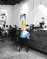 Картина по номерам "Алиса и фильтр-кофе" (400х500 мм)