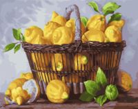 Картина по номерам "Корзина спелых лимонов" (400х500 мм)