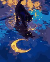 Картина по номерам "Луна в отражении c люминесцентной краской" (400х500 мм)