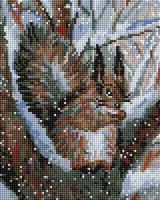Алмазная вышивка-мозаика "Белочка в зимнем лесу" (200х250 мм)