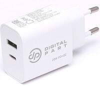 Сетевое зарядное устройство Digitalpart FC-135 20W (USB+USB-C) с кабелем Type-C (белое)