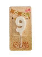 Свеча для торта "Праздник. Цифра 9" (жемчужный перламутр с блестками)