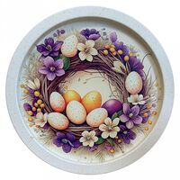 Поднос металлический "Пасхальные фиалки" (282 мм)