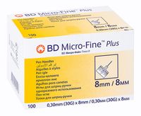 Иглы к шприц-ручкам BD Micro-Fine Plus 30G (0,30х8мм) №100