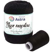 Пряжа "Пух норки №011" (50 г; 290 м; черный; 5 мотков)