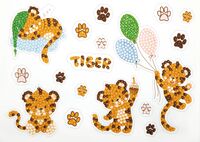 Кристальная вышивка-мозаика "Наклейки. Озорные тигрята" (140х195 мм)